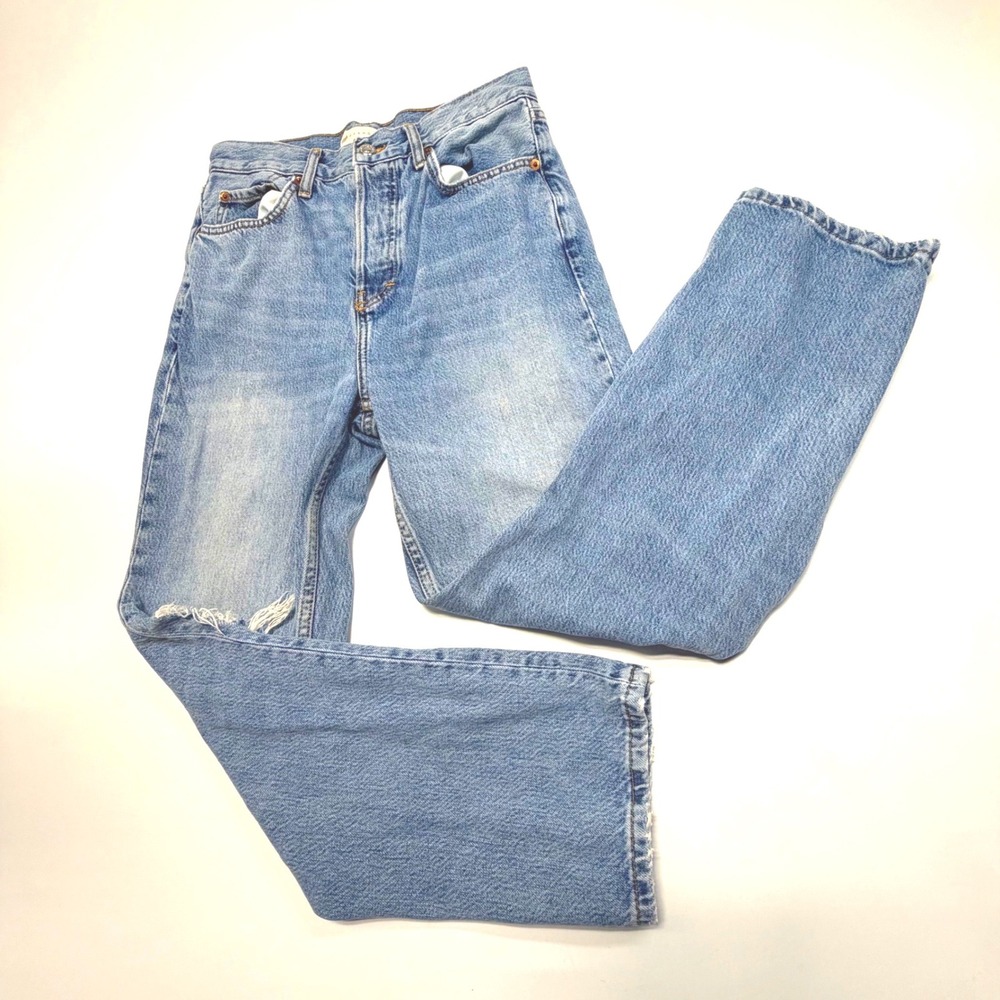 Topshop Dad Jeans 26/30 Light‎ Wash Ripped Knee Straight Leg